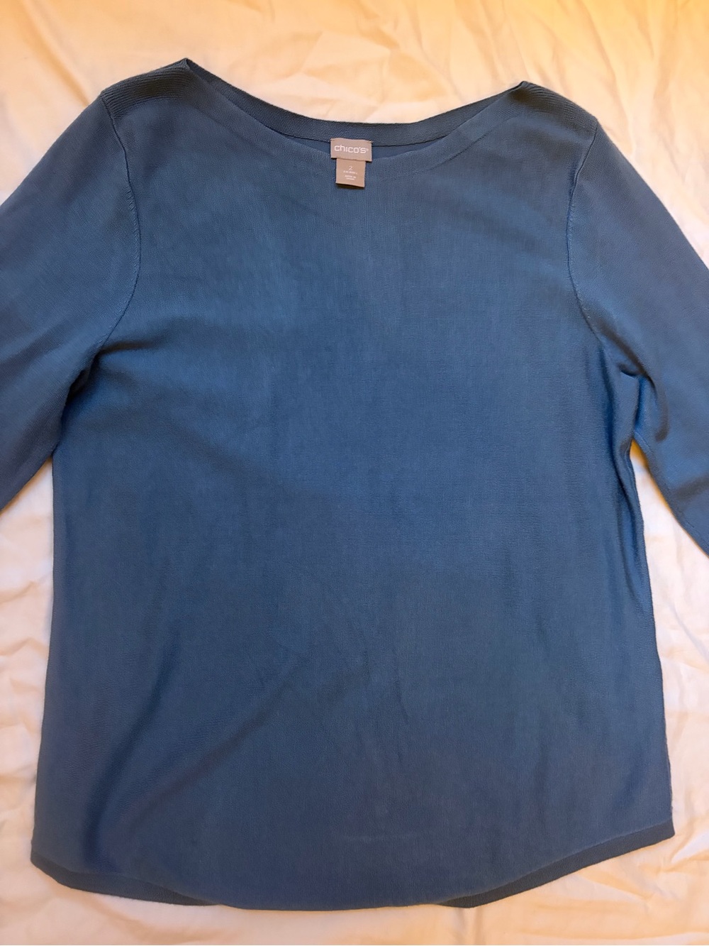Chico's Dusty Blue Boatneck Knit Top